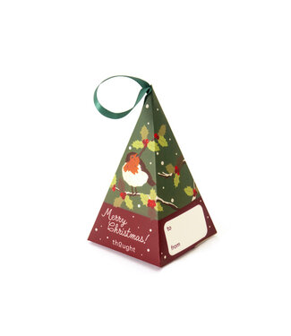THOUGHT  •• Dames sokkenbox Christmas Tree Robin | eucalyptus green