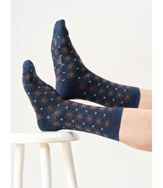 THOUGHT  •• Heren sokken Geo Star Bamboo - Navy Blue