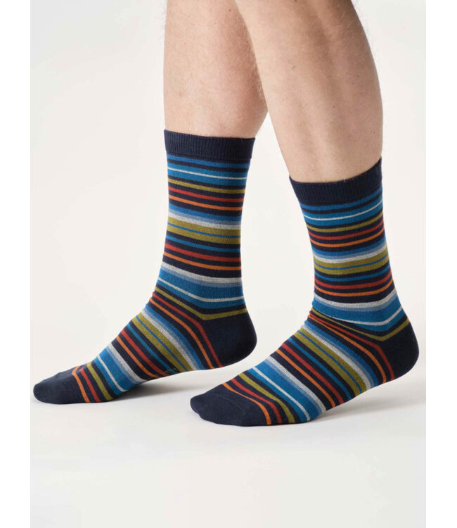 THOUGHT  •• Heren sokken Stripe Organic Cotton | Navy Blue