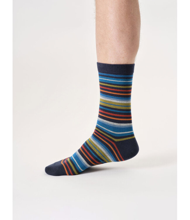 THOUGHT  •• Heren sokken Stripe Organic Cotton | Navy Blue