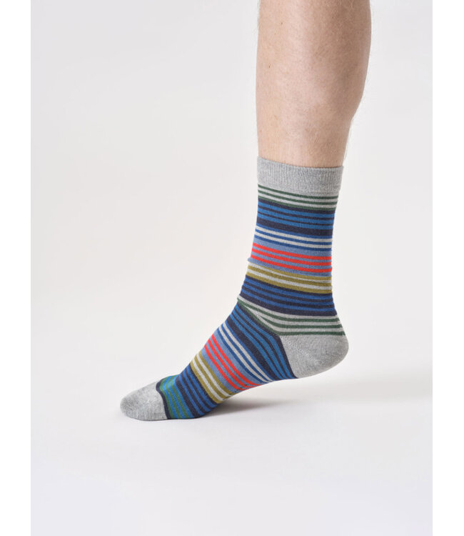 THOUGHT  •• Heren sokken Multi Stripe Bamboo - Deep Blue