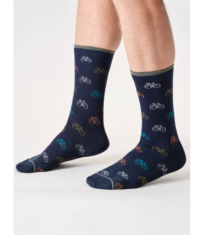 THOUGHT  •• Heren sokken Mens multi bike bamboo crew socks- Navy  Blue
