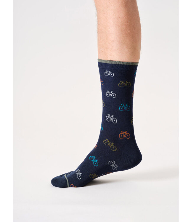 THOUGHT  •• Heren sokken Mens multi bike bamboo crew socks- Navy  Blue