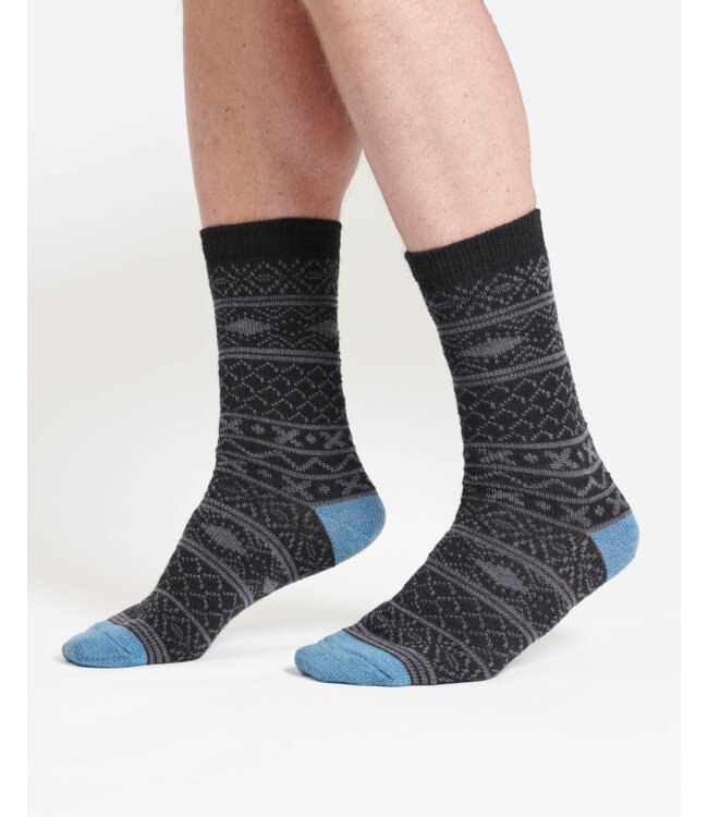 THOUGHT  •• Heren sokken pattereded wool crew socks - Black