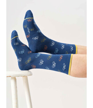 THOUGHT  •• Heren sokken Mens multi bike bamboo crew socks- Deep Blue