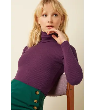KING LOUIE •• Rollneck Top Uni Rib | Caspia Purple
