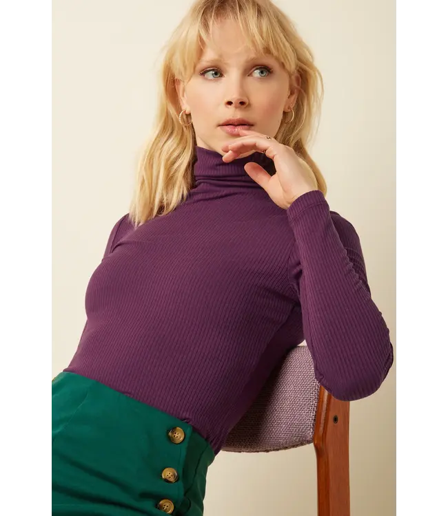 KING LOUIE •• Rollneck Top Uni Rib | Caspia Purple