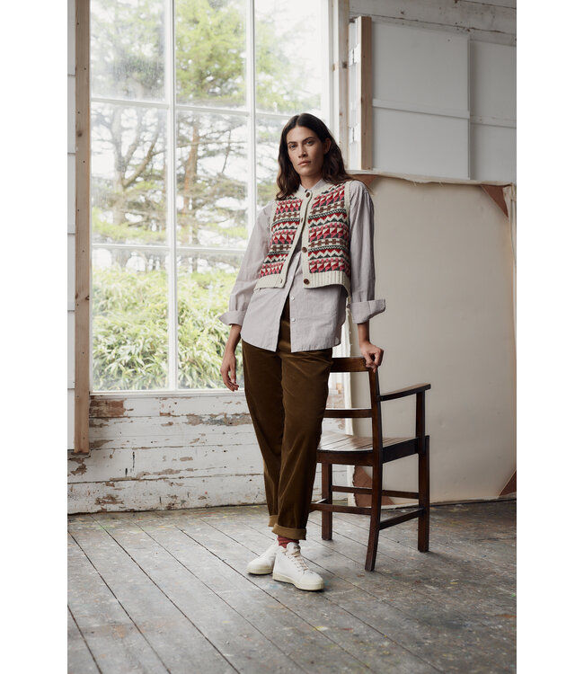 SEASALT CORNWALL •• Spencervest Dawson Pick Fairisle | Zig Zag Geo Red Sail