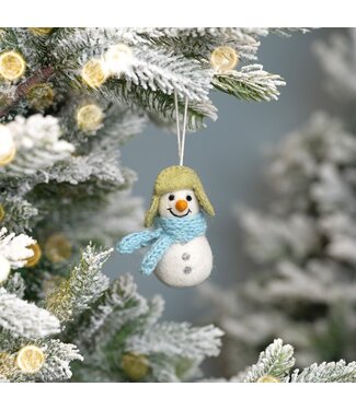 SJAAL MET VERHAAL  •• Hanger Sneeuwpop Ijsblauw