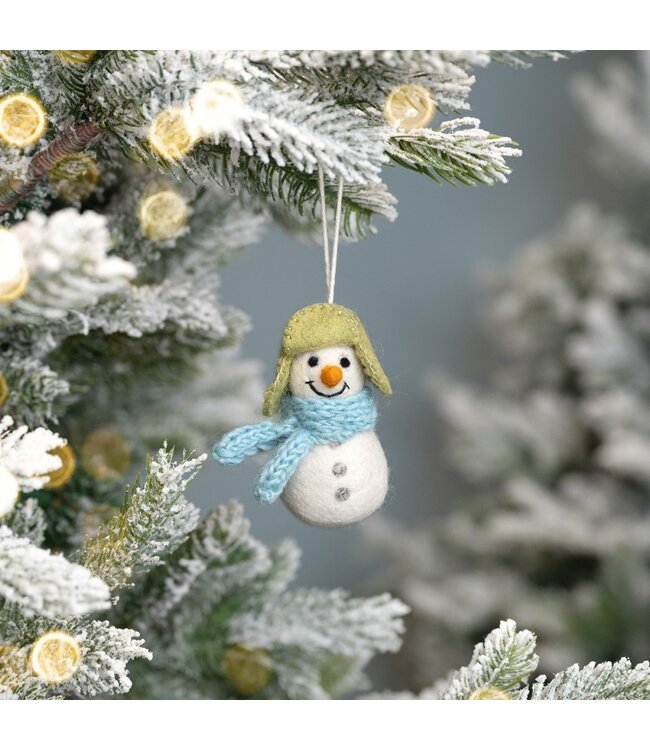 SJAAL MET VERHAAL  •• Hanger Sneeuwpop Ijsblauw