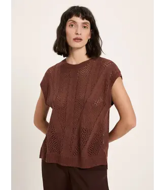 LANIUS •• Gebreide slipover met ajour | Dark Mocca