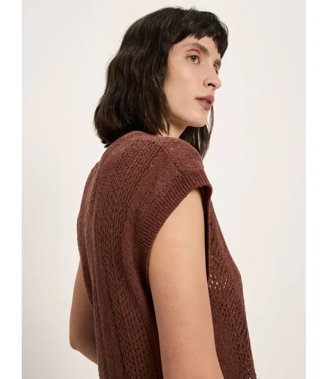LANIUS ••  Gebreide slipover met ajour | Dark Mocca
