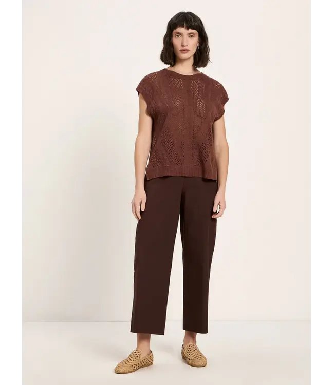 LANIUS ••  Gebreide slipover met ajour | Dark Mocca
