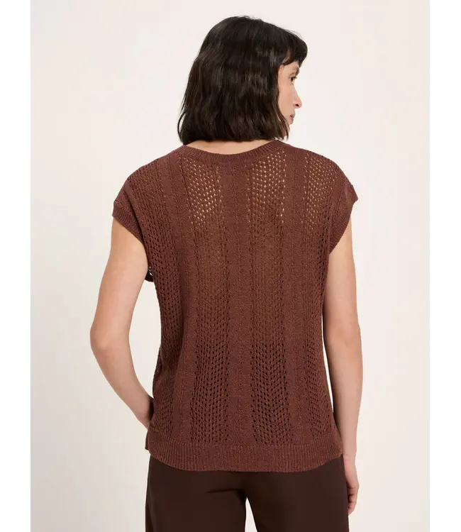 LANIUS ••  Gebreide slipover met ajour | Dark Mocca