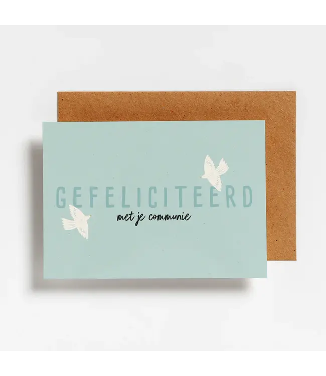 Hello August •• Postkaart | Gefeliciteerd met je communie | vogels blauw