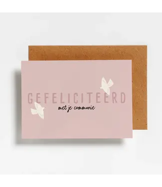 Hello August •• Postkaart | Gefeliciteerd met je communie | vogels lilac