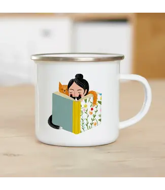 Illu-ster •• Emaille mok | Book lady