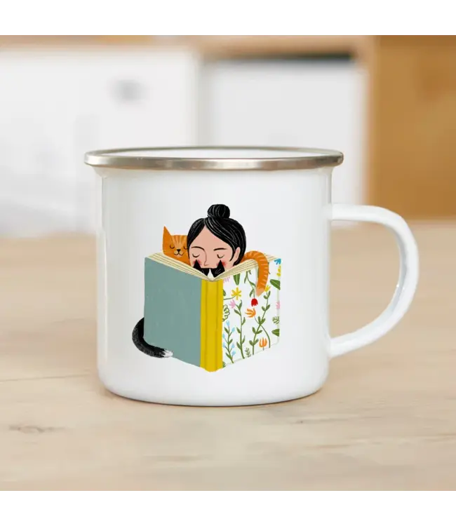 Illu-ster •• Emaille mok | Book lady
