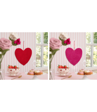 SJAAL MET VERHAAL  •• Hanger hart XL | Fuchsia en Rood