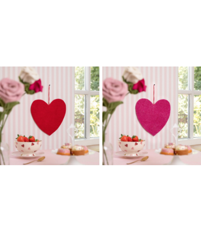 SJAAL MET VERHAAL  •• Hanger hart XL | Fuchsia en Rood