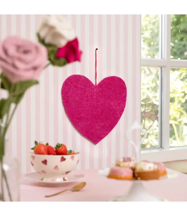 SJAAL MET VERHAAL  •• Hanger hart XL | Fuchsia en Rood