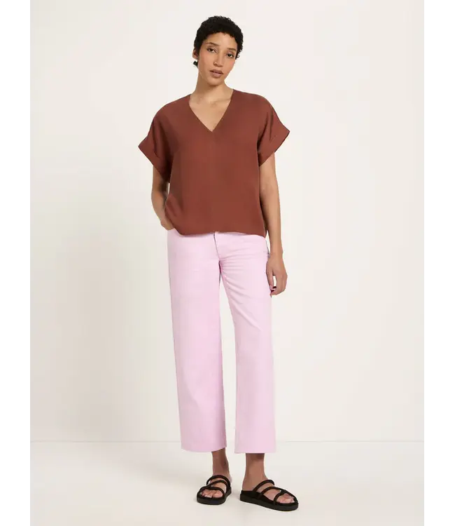 LANIUS •• Blouse van TENCEL | Dark mocca | Blusenshirt