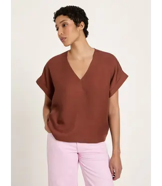 LANIUS •• Blouse van TENCEL | Dark mocca
