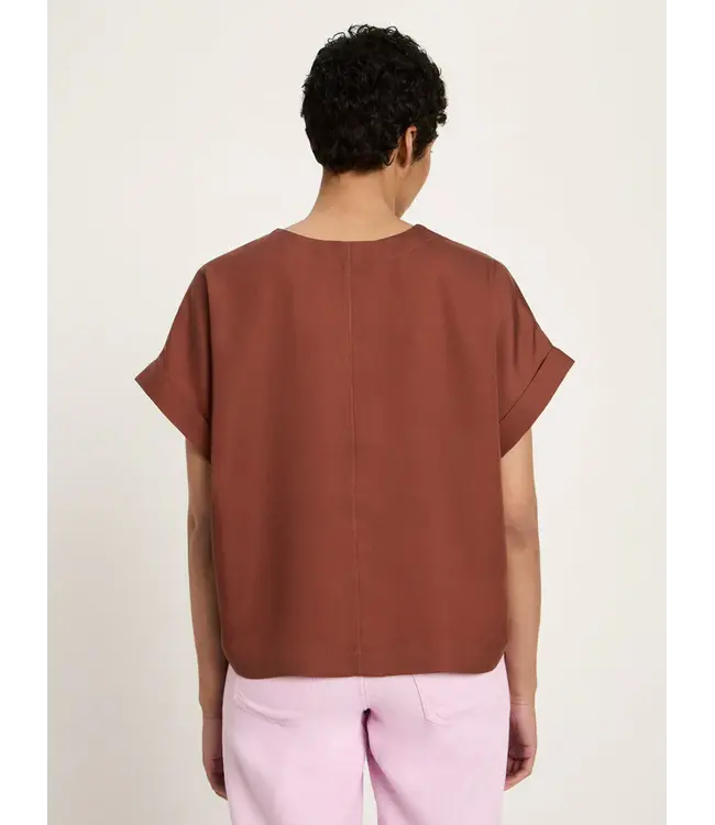 LANIUS •• Blouse van TENCEL | Dark mocca | Blusenshirt