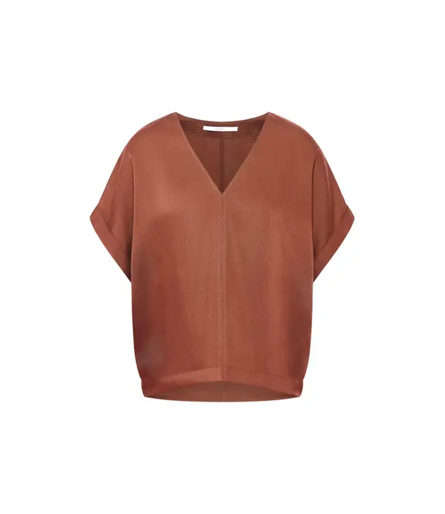 LANIUS •• Blouse van TENCEL | Dark mocca | Blusenshirt