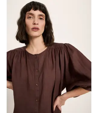 LANIUS •• Blouse met ruches | Chocolate