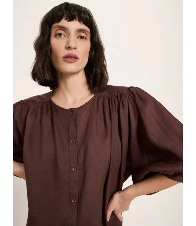LANIUS •• Blouse met ruches | Chocolate