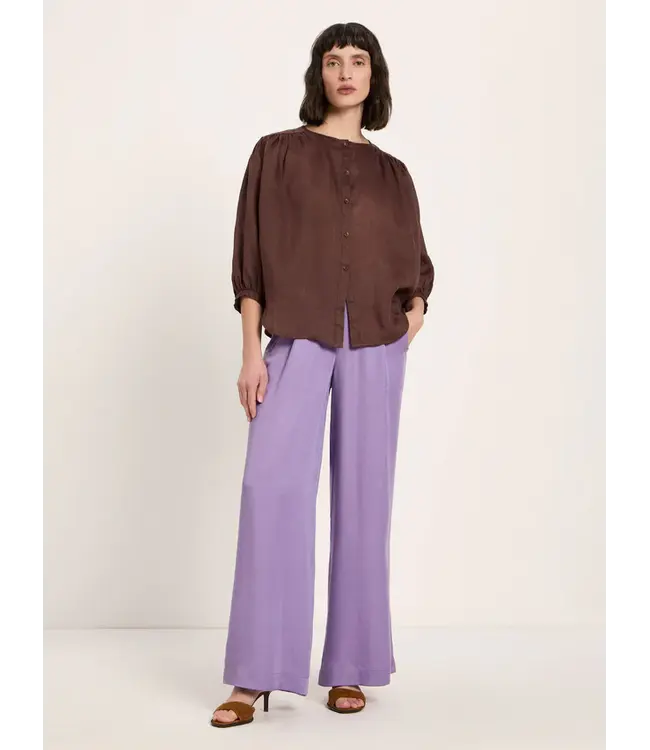 LANIUS •• Blouse met ruches | Chocolate