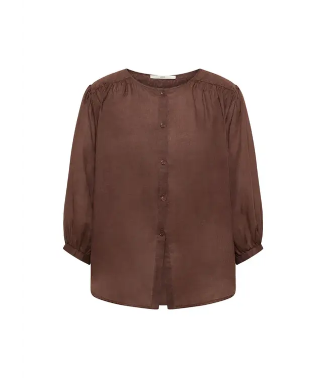 LANIUS •• Blouse met ruches | Chocolate