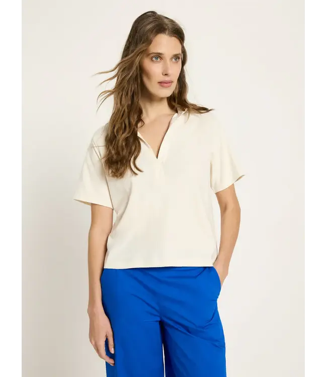 LANIUS •• Shirt met polo kraag OCS | Natural Undyed