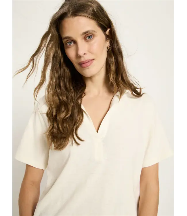 LANIUS •• Shirt met polo kraag OCS | Natural Undyed