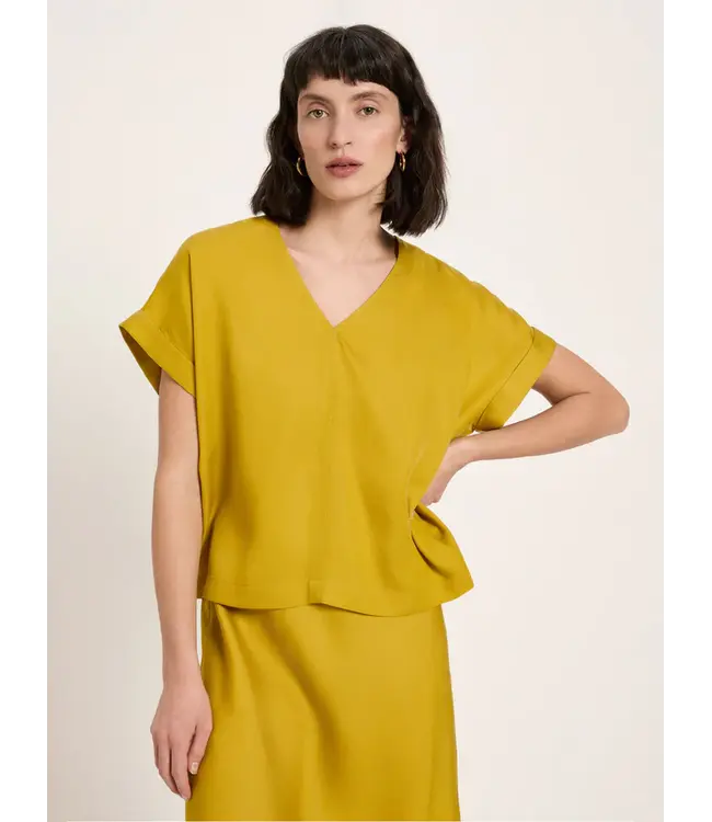 LANIUS •• Blouse van TENCEL | Dark Kiwi | Blusenshirt