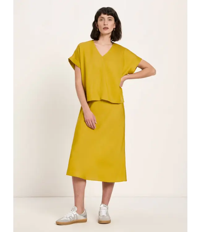 LANIUS •• Blouse van TENCEL | Dark Kiwi | Blusenshirt