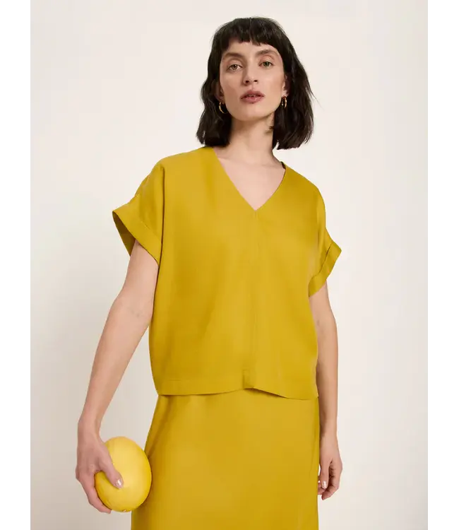 LANIUS •• Blouse van TENCEL | Dark Kiwi | Blusenshirt