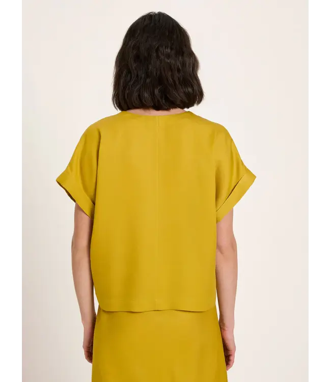 LANIUS •• Blouse van TENCEL | Dark Kiwi | Blusenshirt