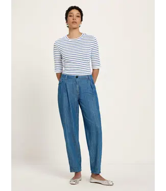 LANIUS •• Jeans met plooien | Mid Blue Denim