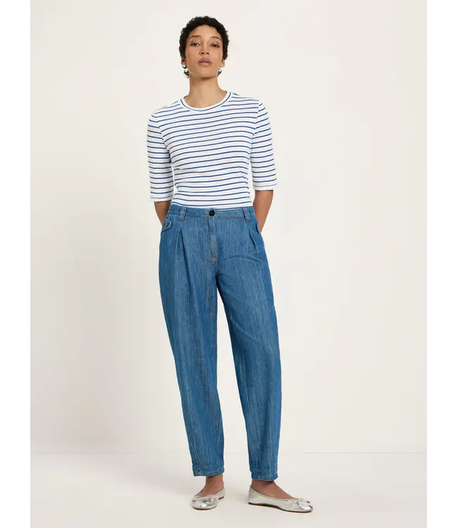 LANIUS •• Jeans met plooien | Mid Blue Denim