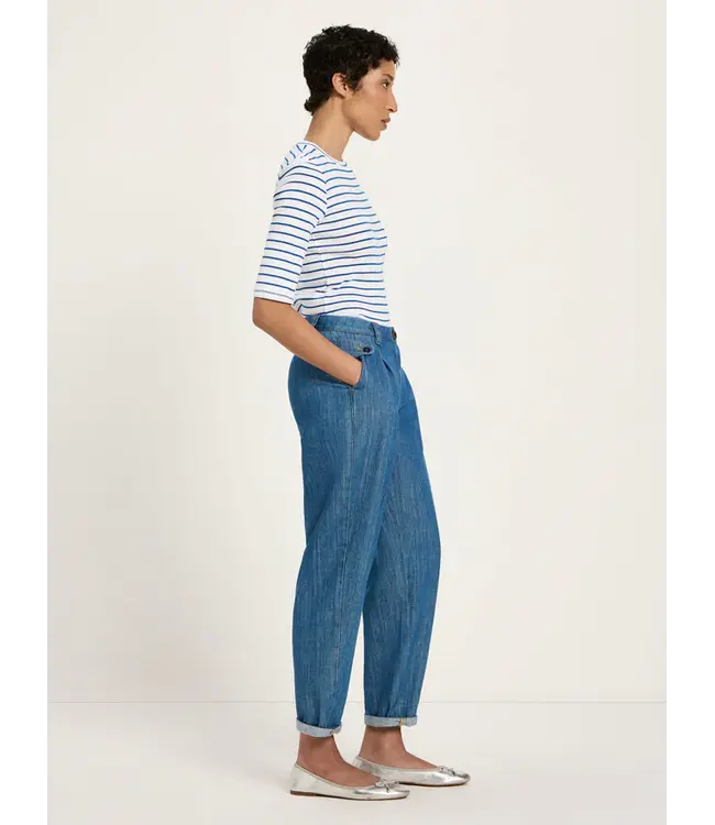 LANIUS •• Jeans met plooien | Mid Blue Denim