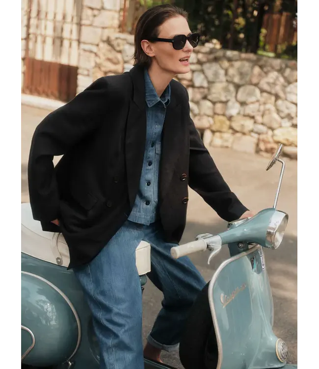 LANIUS •• Jeans met plooien | Mid Blue Denim