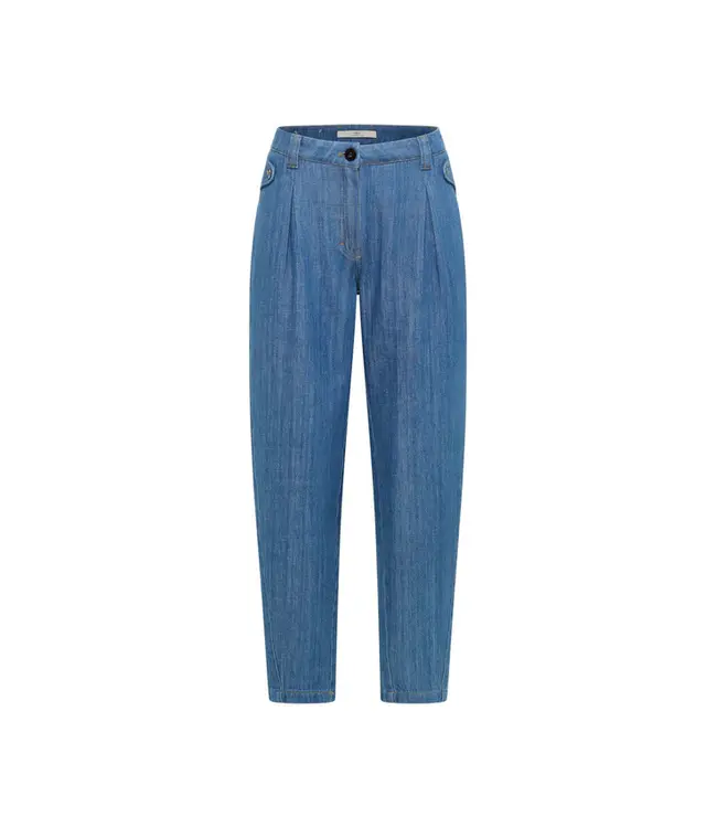 LANIUS •• Jeans met plooien | Mid Blue Denim