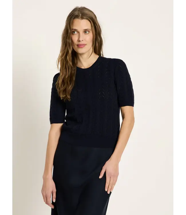 LANIUS •• Short-sleeved sweater GOTS | Midnight