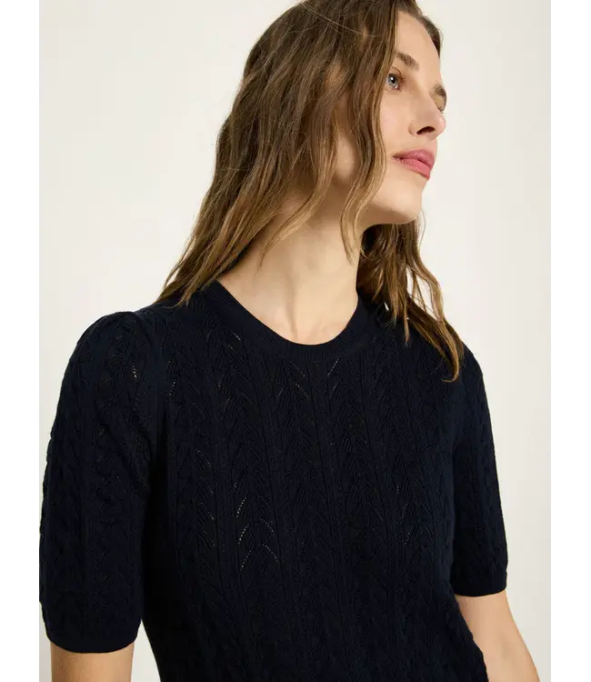 LANIUS •• Short-sleeved sweater GOTS | Midnight