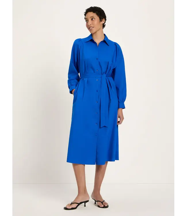 LANIUS •• Jurk met ruffels | Lapis | Kleid mit Kräuseln