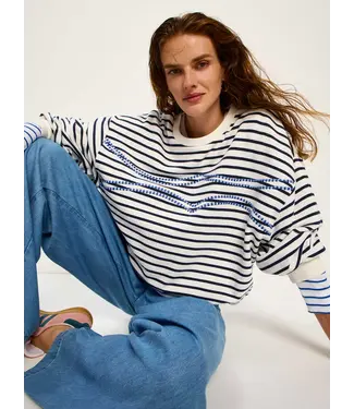 LANIUS •• Statement sweatshirt GOTS | Creme/ Midnight