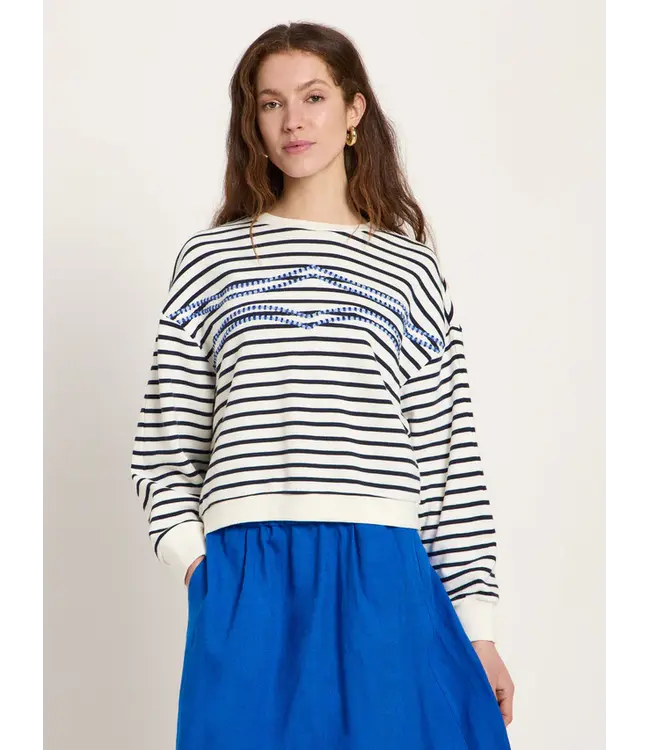 LANIUS •• Statement sweatshirt GOTS | Creme/ Midnight