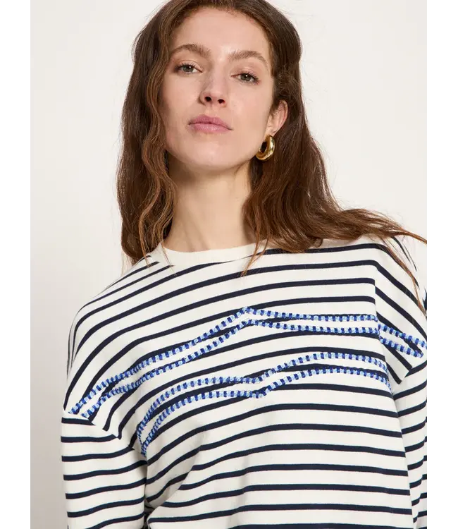 LANIUS •• Statement sweatshirt GOTS | Creme/ Midnight